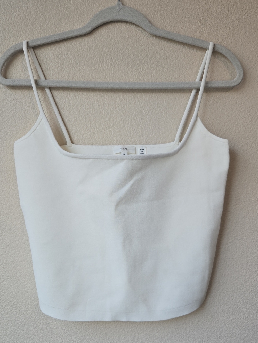 A.L.C. White Double Spaghetti-Strap Cropped Camisole